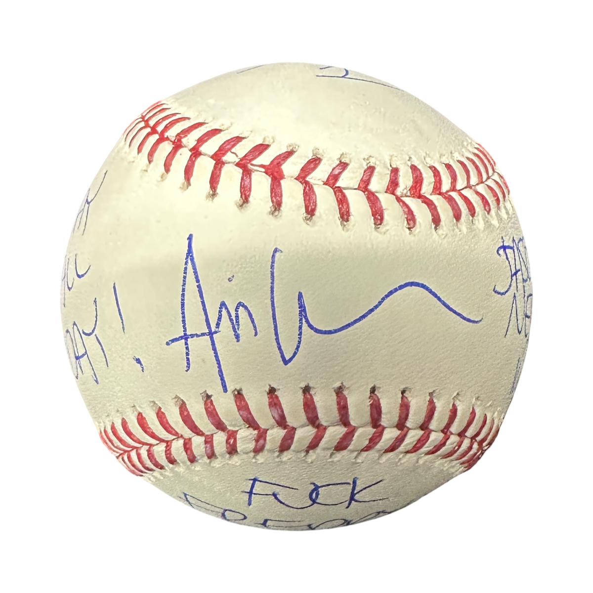 Ari Lehman Autographed Friday The 13th "Slay All Day!, Fuck Freddy!, Jason Never Dies!, Jason 1" Inscribed Stat OMLB Beckett