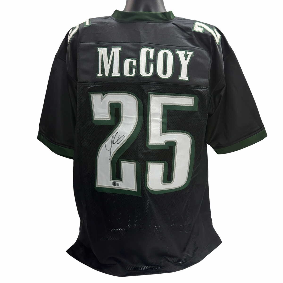 LeSean McCoy Autographed Philadelphia Eagles Black Jersey Beckett product image 1, provided for visual reference and product