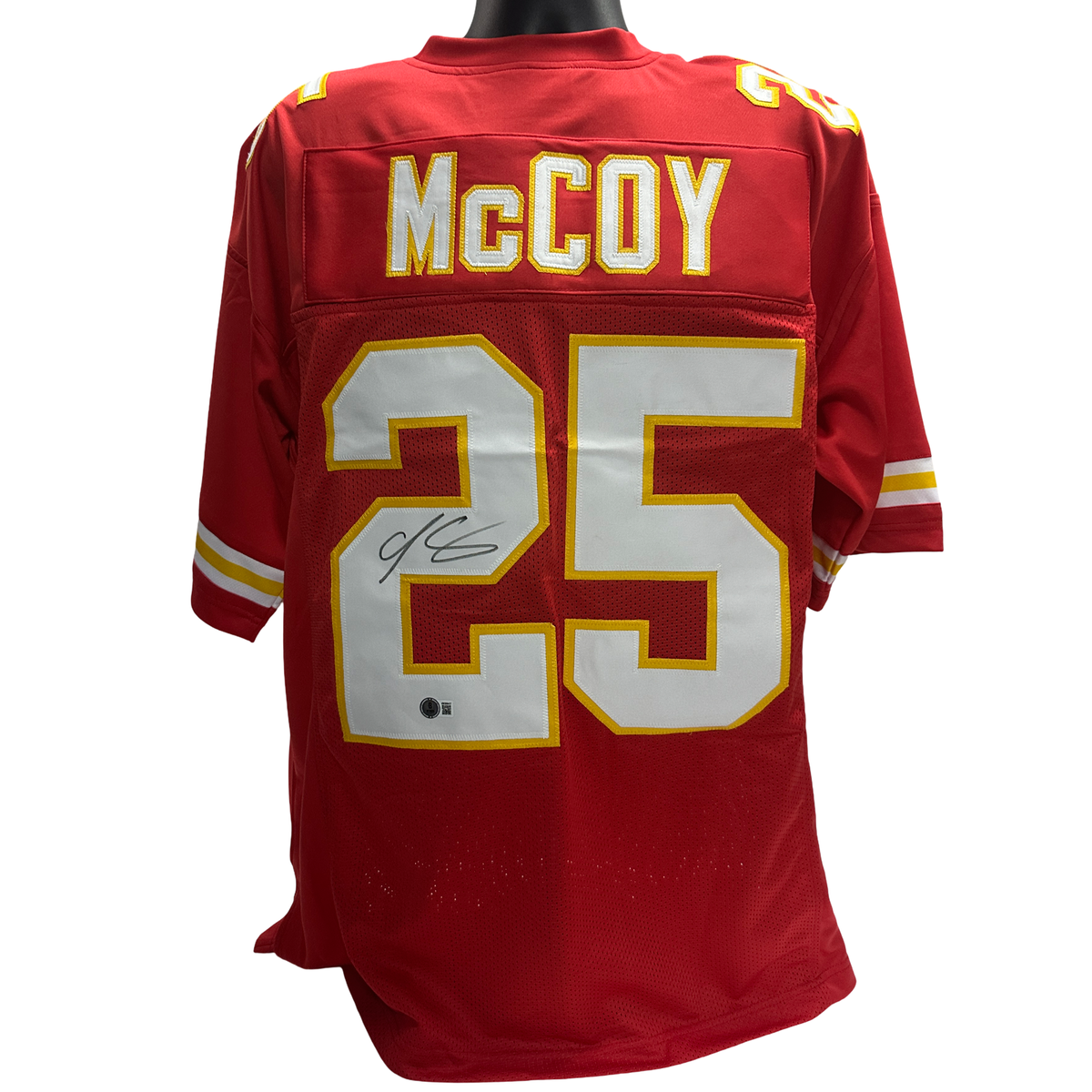 LeSean McCoy Autographed Kansas City Chiefs Red Jersey Beckett product image 1, provided for visual reference and product