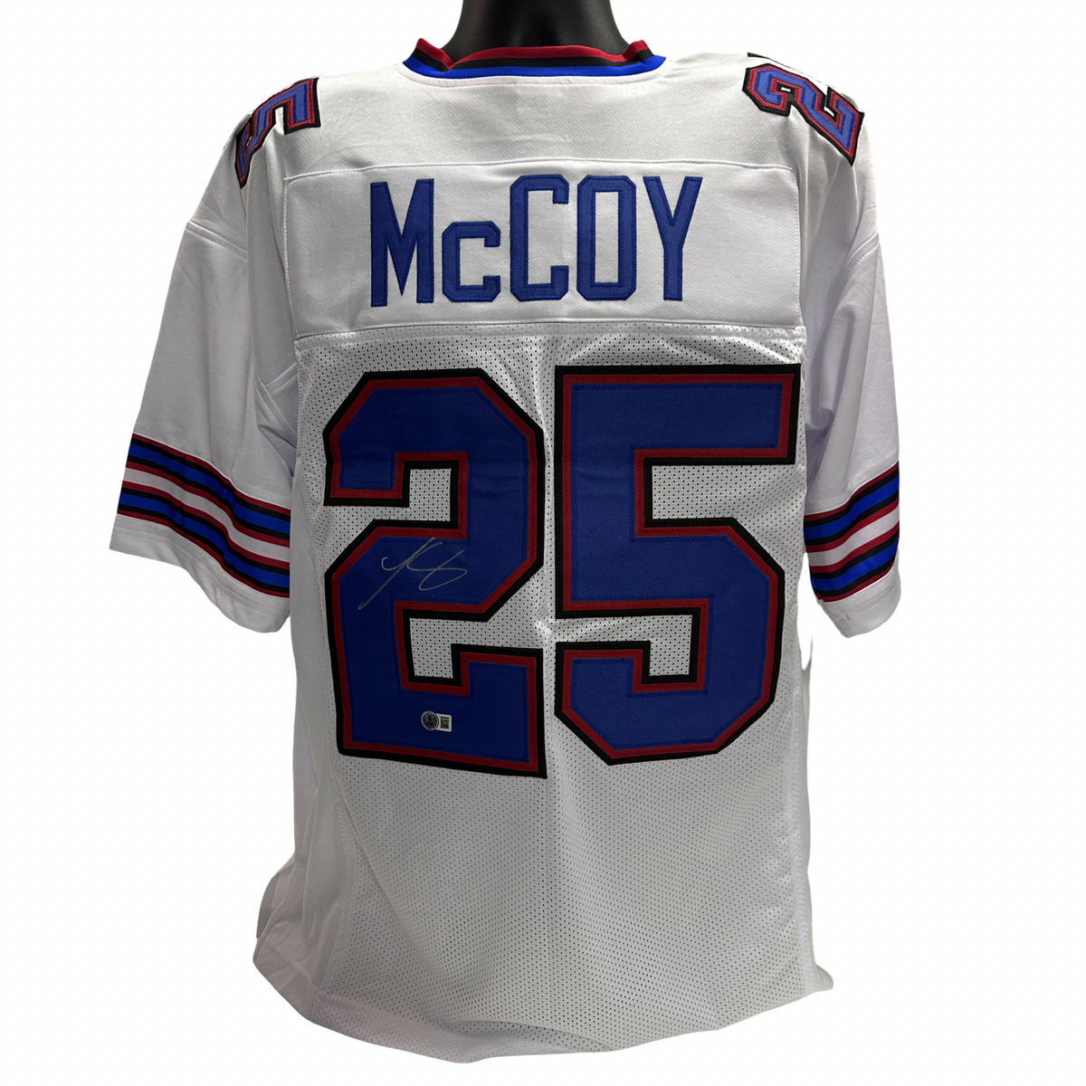 LeSean McCoy Autographed Buffalo Bills White Jersey Beckett product image 1, provided for visual reference and product