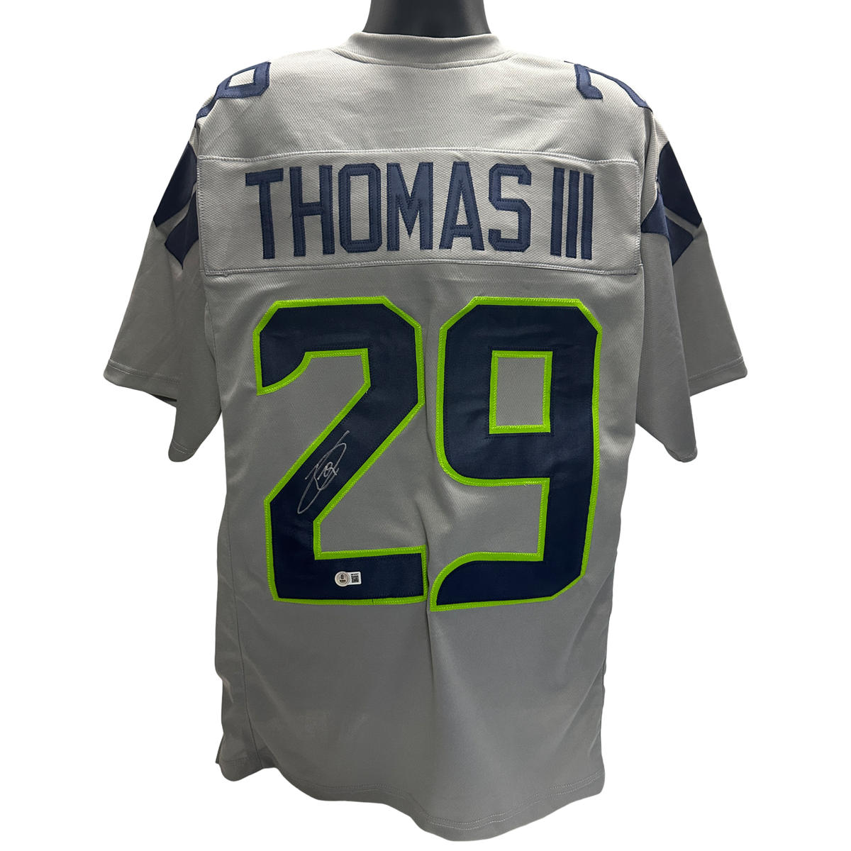 Earl Thomas III Autographed Seattle Seahawks Grey Jersey Beckett product image 1, provided for visual reference and product