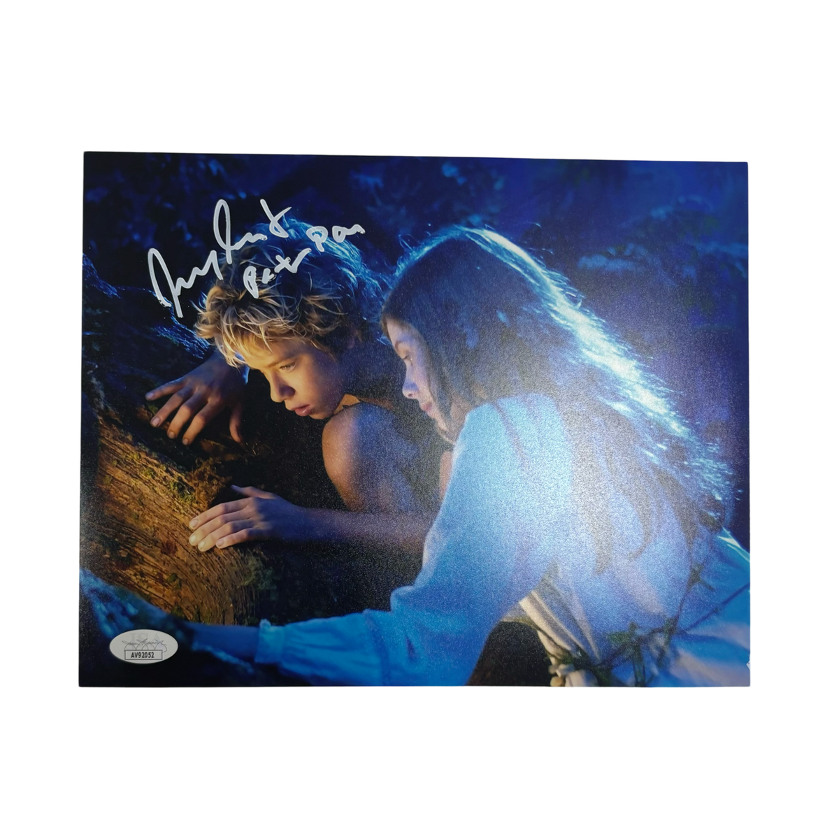 Jeremy Sumpter Autographed Peter Pan w/ Wendy On a Log 8x10 Peter Pan Inscription JSA product image 1, provided for visual
