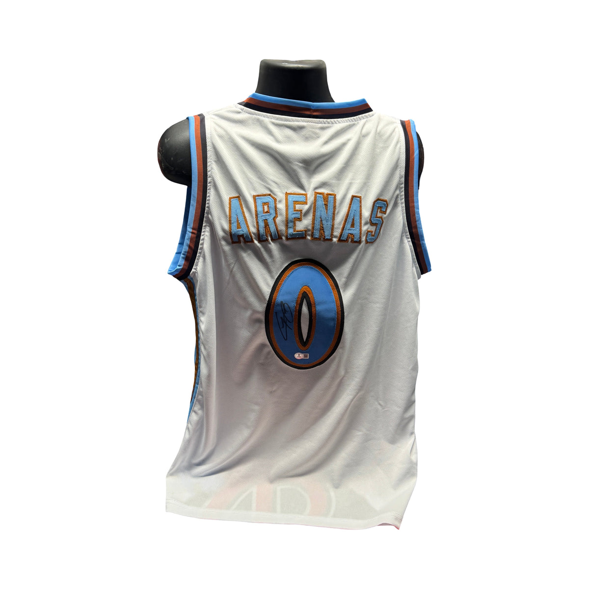 Gilbert Arenas Autographed Washington Wizards White Jersey Beckett BAS product image 1, provided for visual reference and