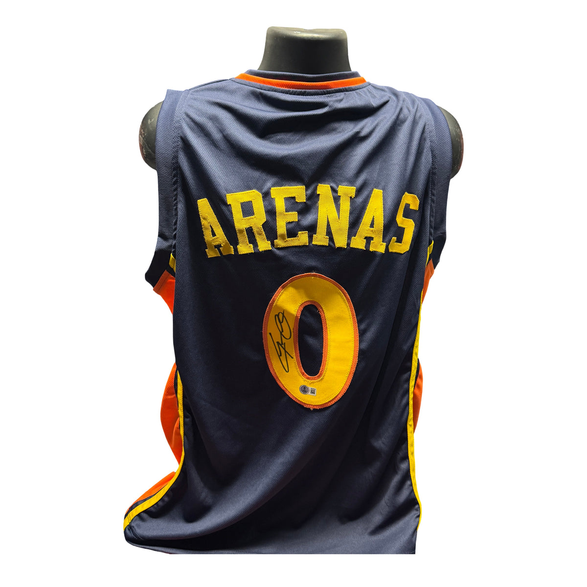 Gilbert Arenas Autographed Golden State Warriors Navy Jersey Beckett BAS product image 1, provided for visual reference and