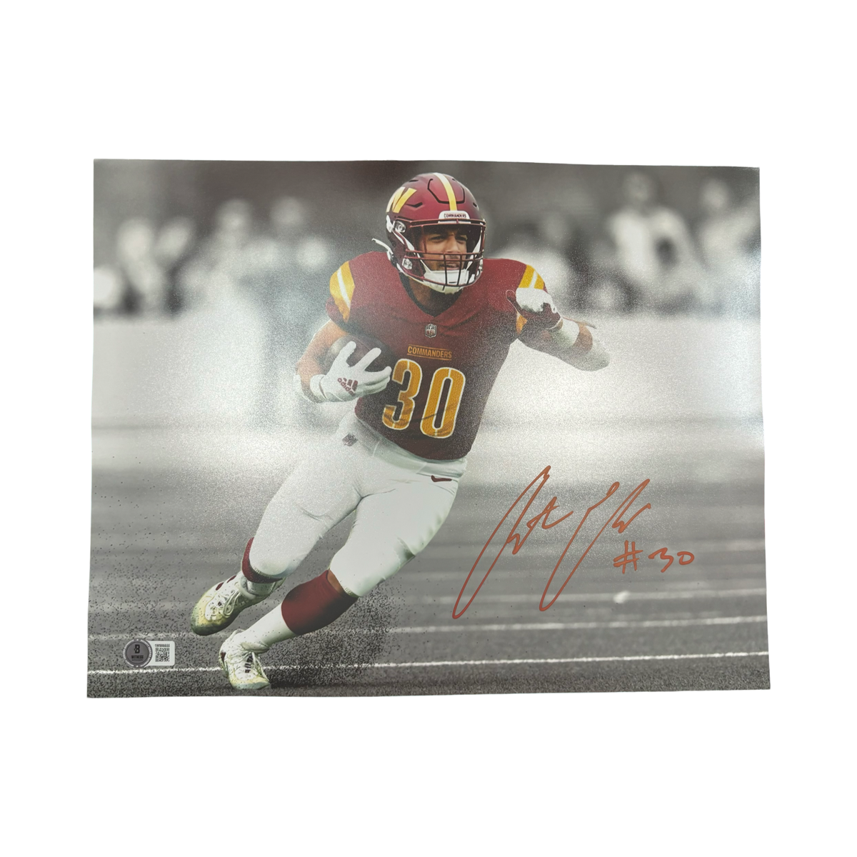 Austin Ekeler Autographed Washington Commanders Spotlight 11x14 Beckett product image 1, provided for visual reference and