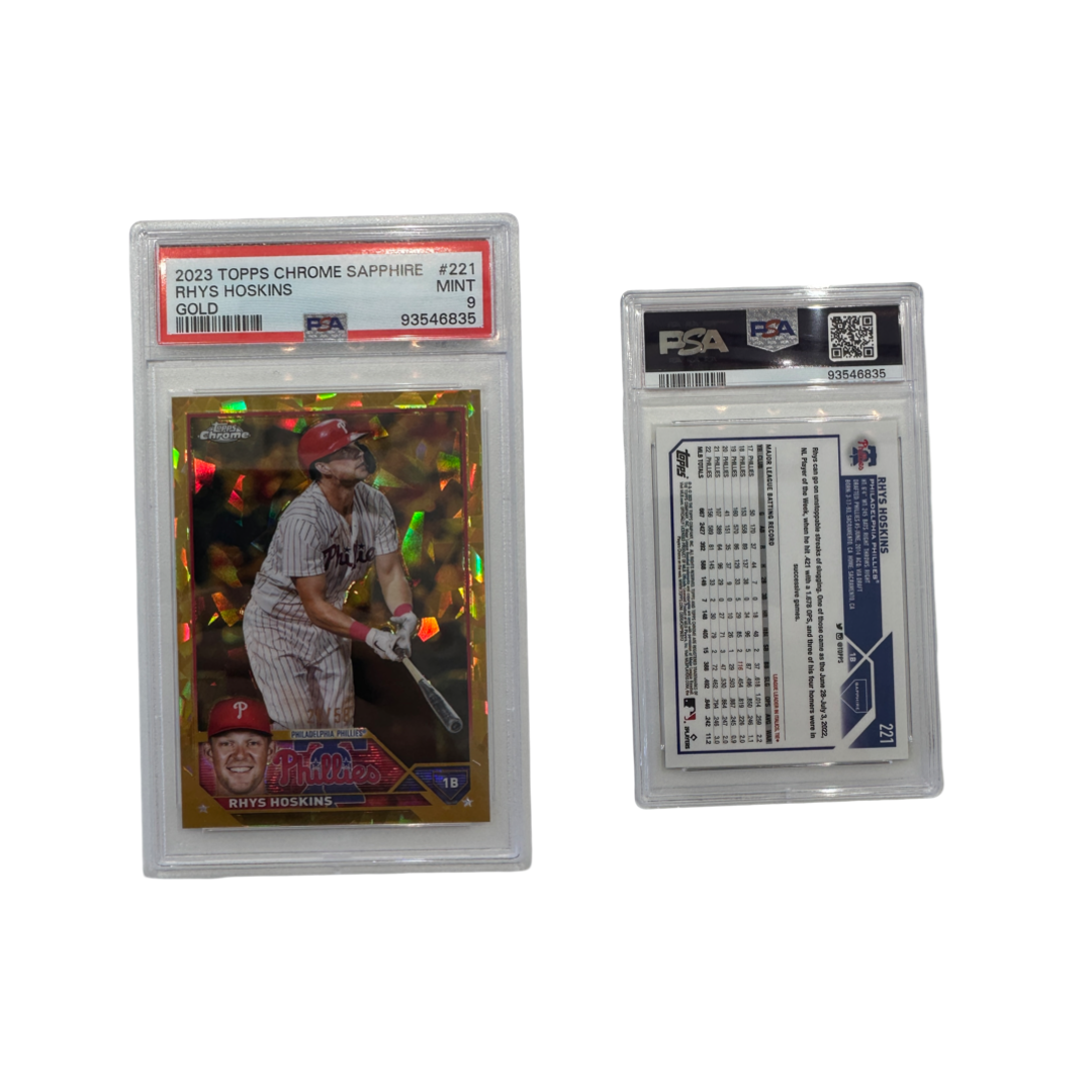2023 Rhys Hoskins Topps Chrome Sapphire Gold #221 PSA MINT 9 product image 1, provided for visual reference and product