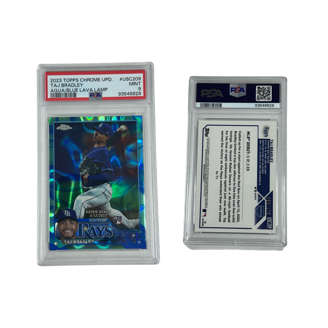 2023 Taj Bradley Topps Chorme Aqua Blue Lava Lamp #USC209 PSA MINT 9 product image 1, provided for visual reference and