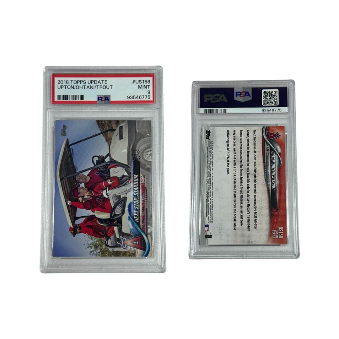 2018 Upton Ohtani Trout Topps Update #US158 PSA GEM MINT 9 product image 1, provided for visual reference and product detail
