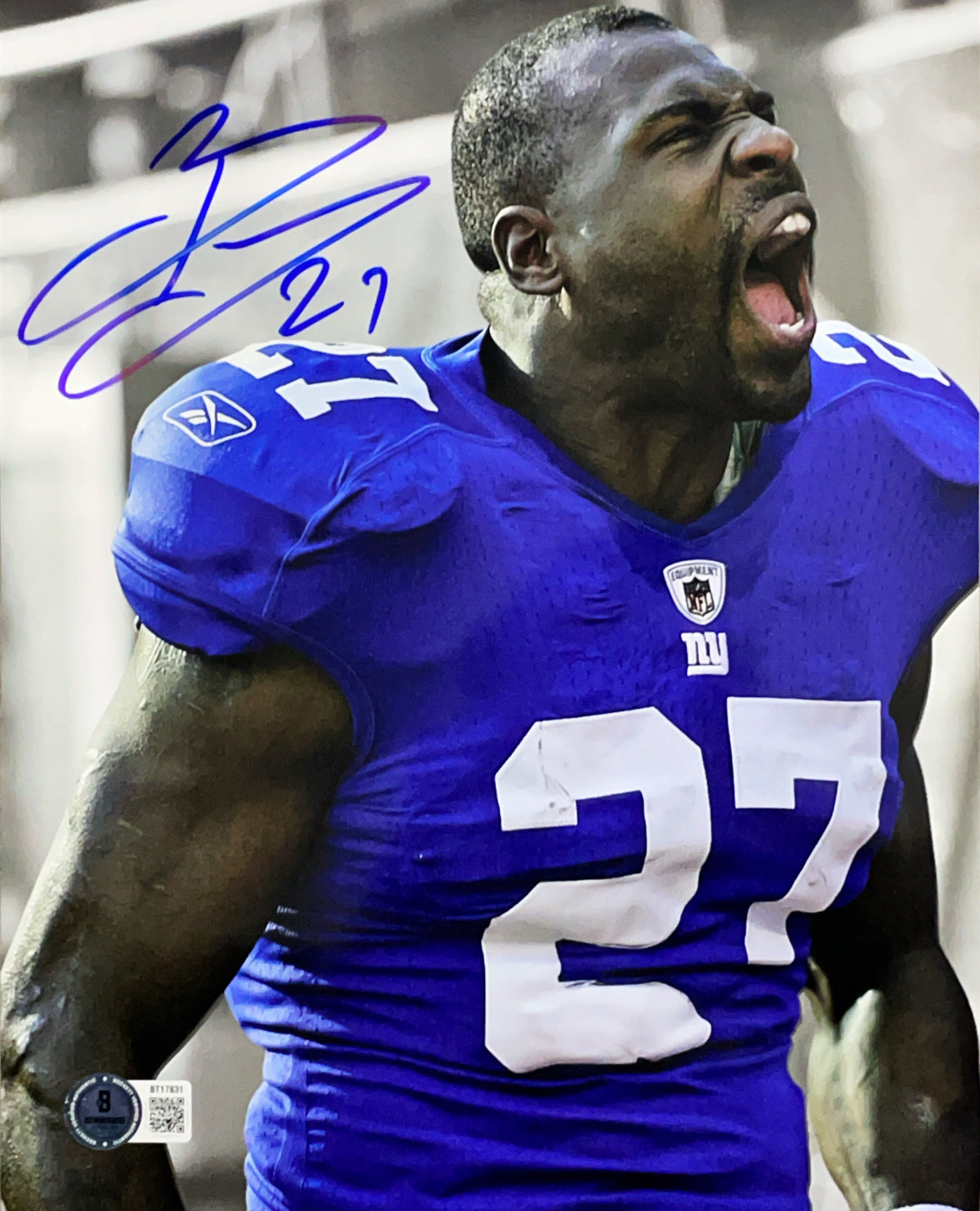 Brandon Jacobs Autographed New York Giants Scream 8x10 Photo Beckett BAS product image 1, provided for visual reference and