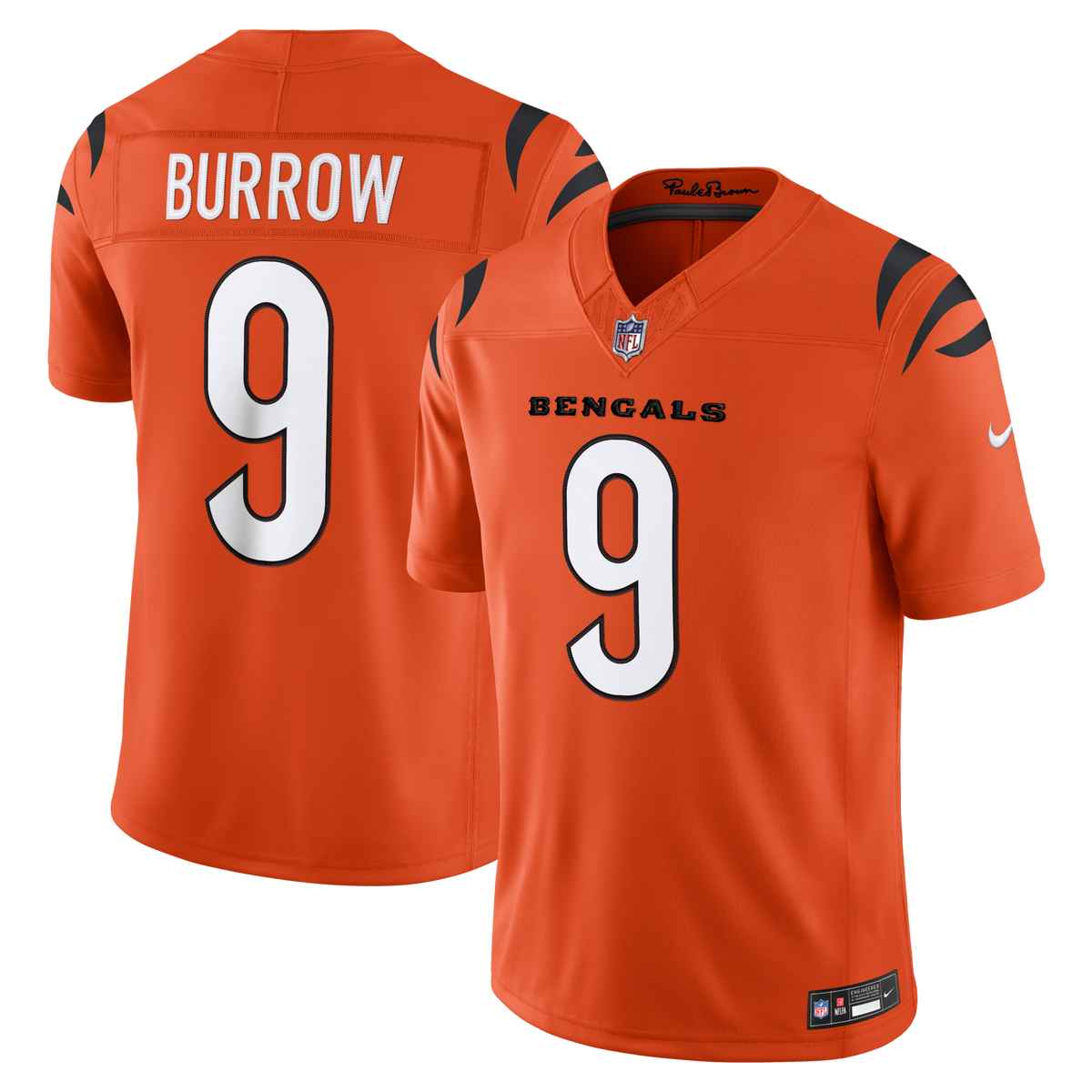 Cincinnati Bengals Joe Burrow Orange Alternate Vapor F.U.S.E. Stitched Limited Jersey product image 1, provided for visual