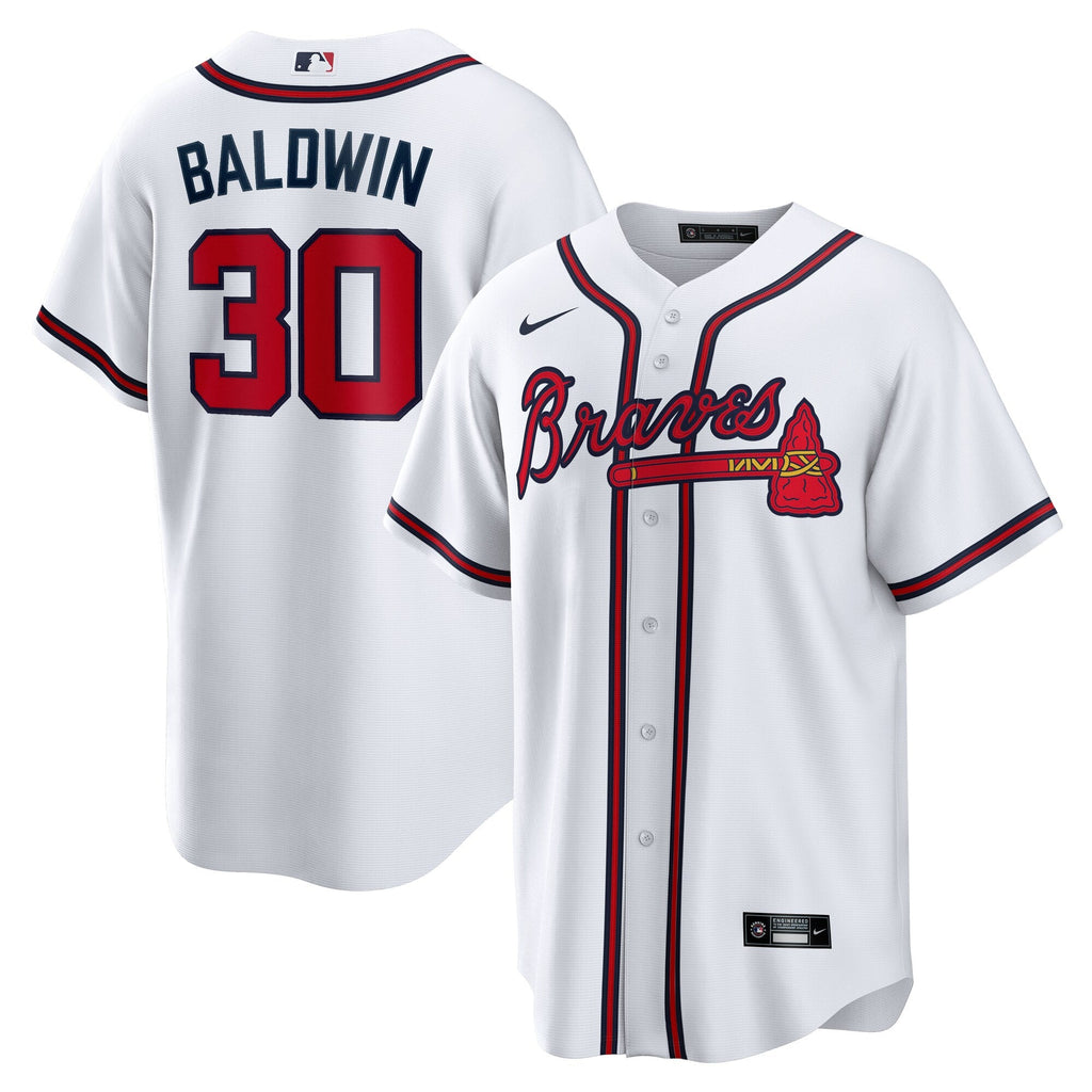 Atlanta Braves Drake Baldwin White Home Replica Jersey product image 2, provided for visual reference and product detail
