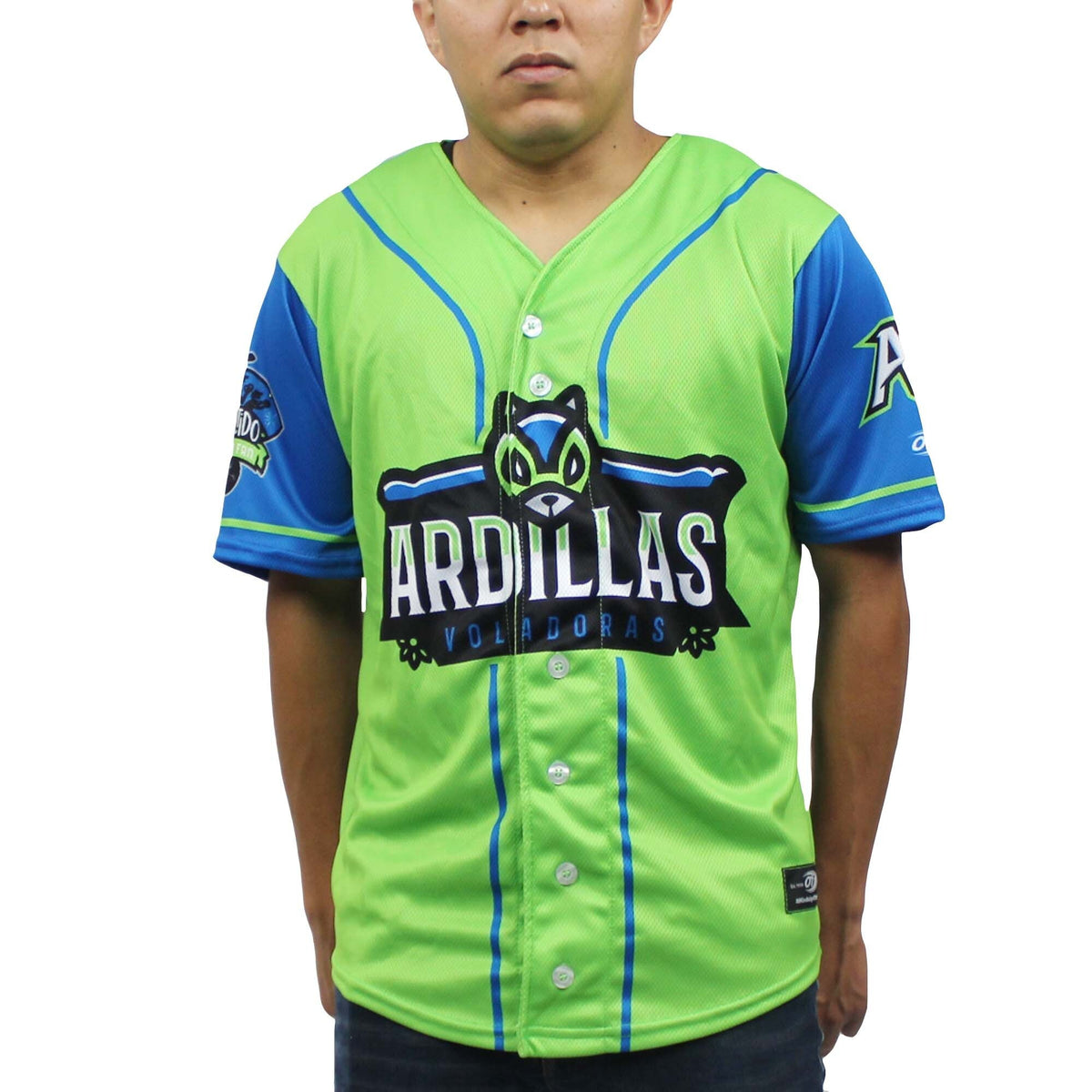 Richmond Flying Squirrels Green/Blue Copa Replica Jersey product image 1, provided for visual reference and product detail