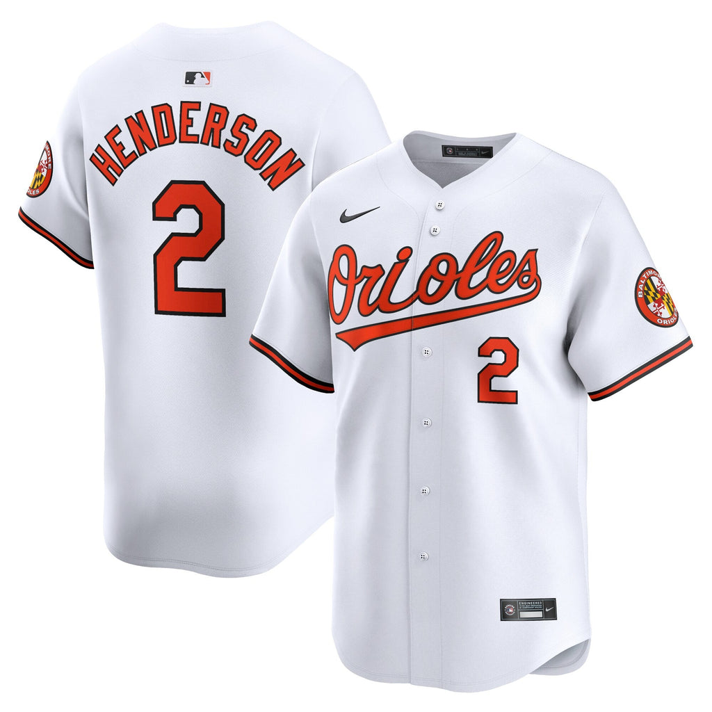 Baltimore Orioles Gunnar Henderson White Home Limited Player Jersey product image 2, provided for visual reference and