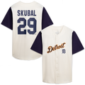 Detroit Tigers Cream/Navy Big & Tall Two-Color Fashion Jersey product image 1, provided for visual reference and product