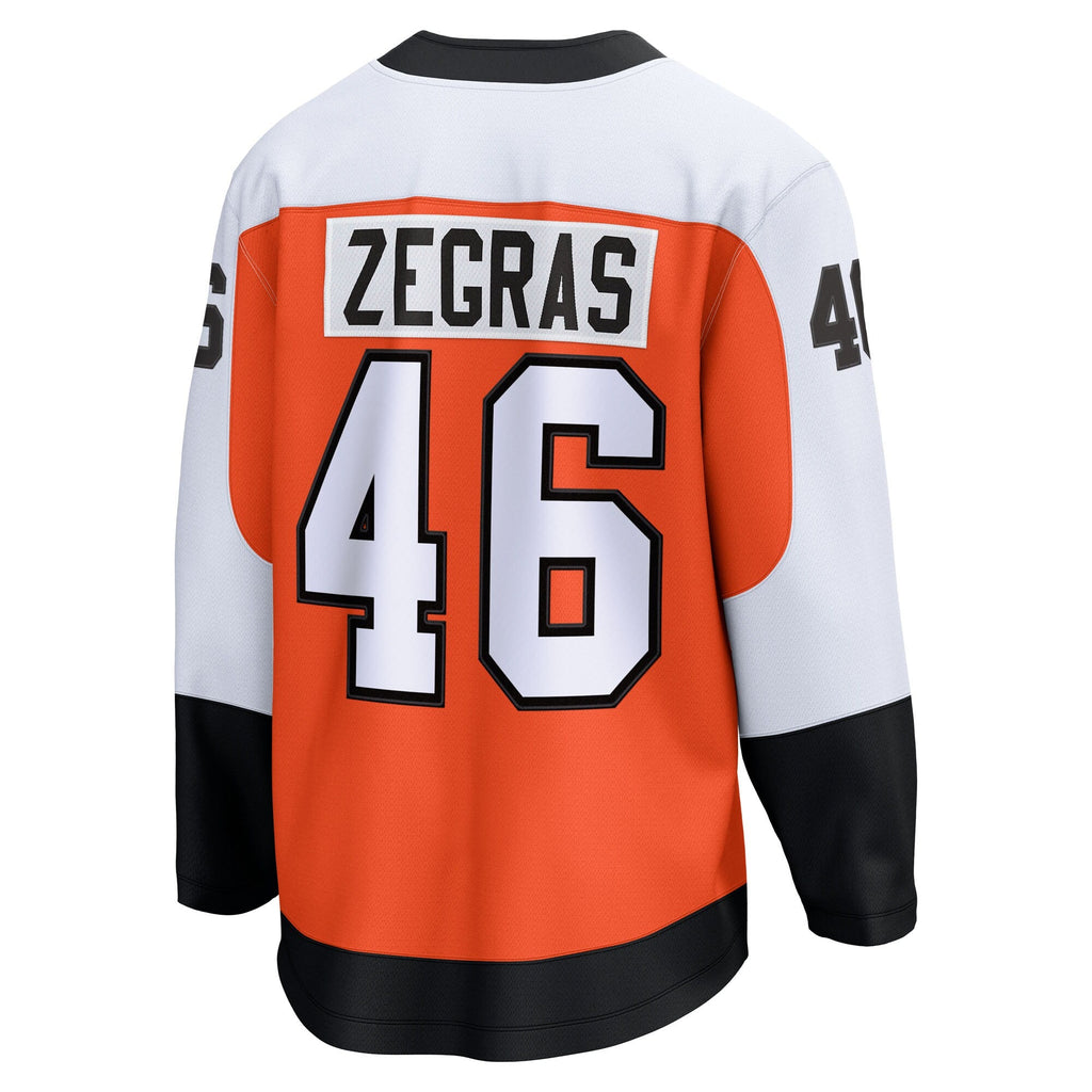 Philadelphia Flyers Trevor Zegras Orange Home Breakaway Jersey product image 4, provided for visual reference and product
