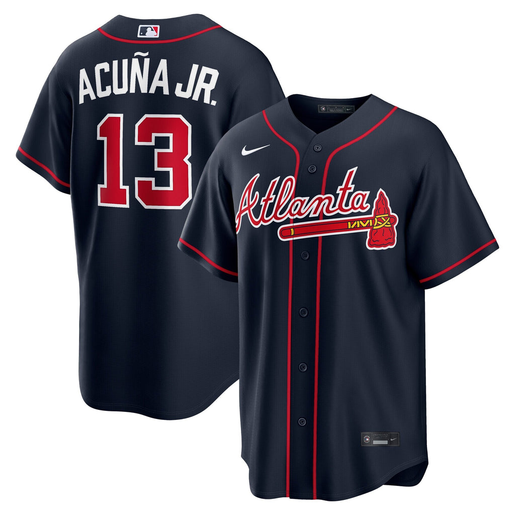 Atlanta Braves Ronald Acuña Jr. Navy Alternate Replica Jersey product image 1, provided for visual reference and product