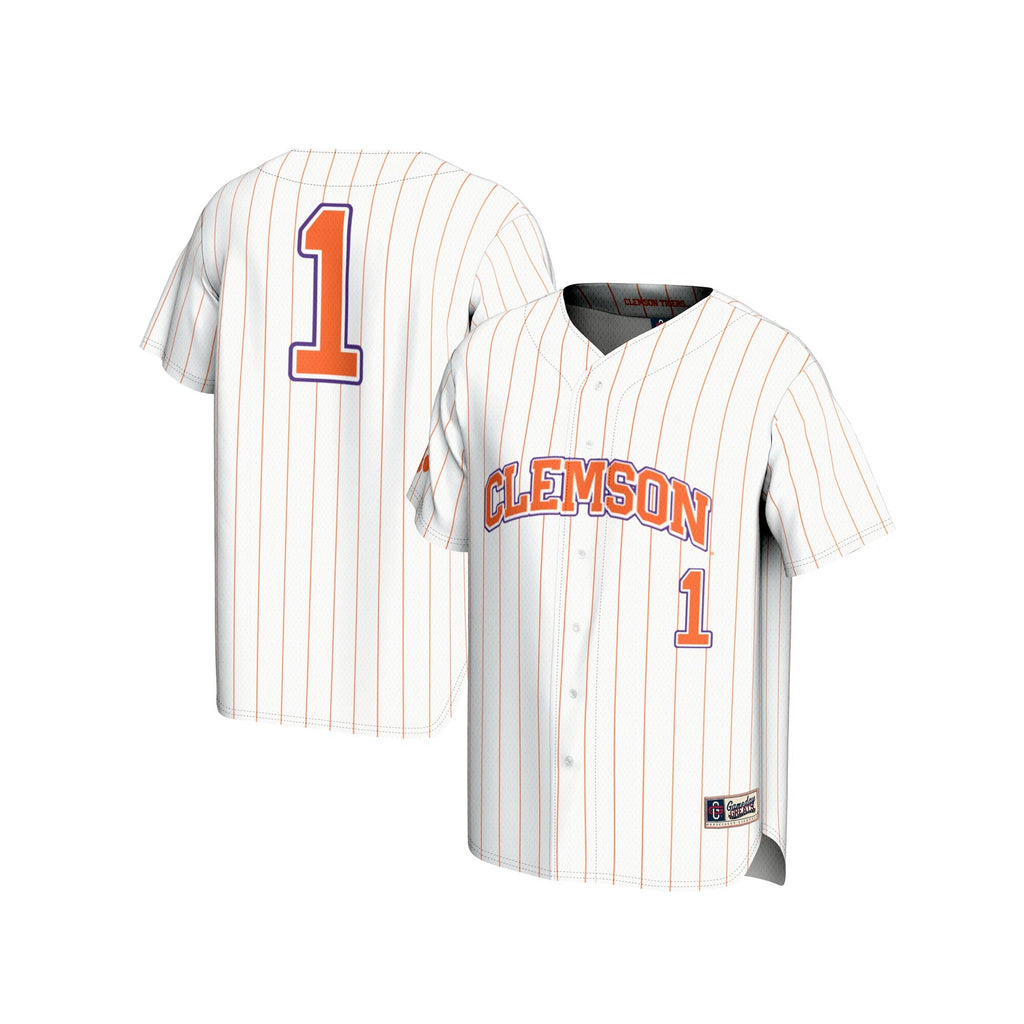 #1 Clemson Tigers Lightweight Baseball Fashion Jersey - White product image 2, provided for visual reference and product