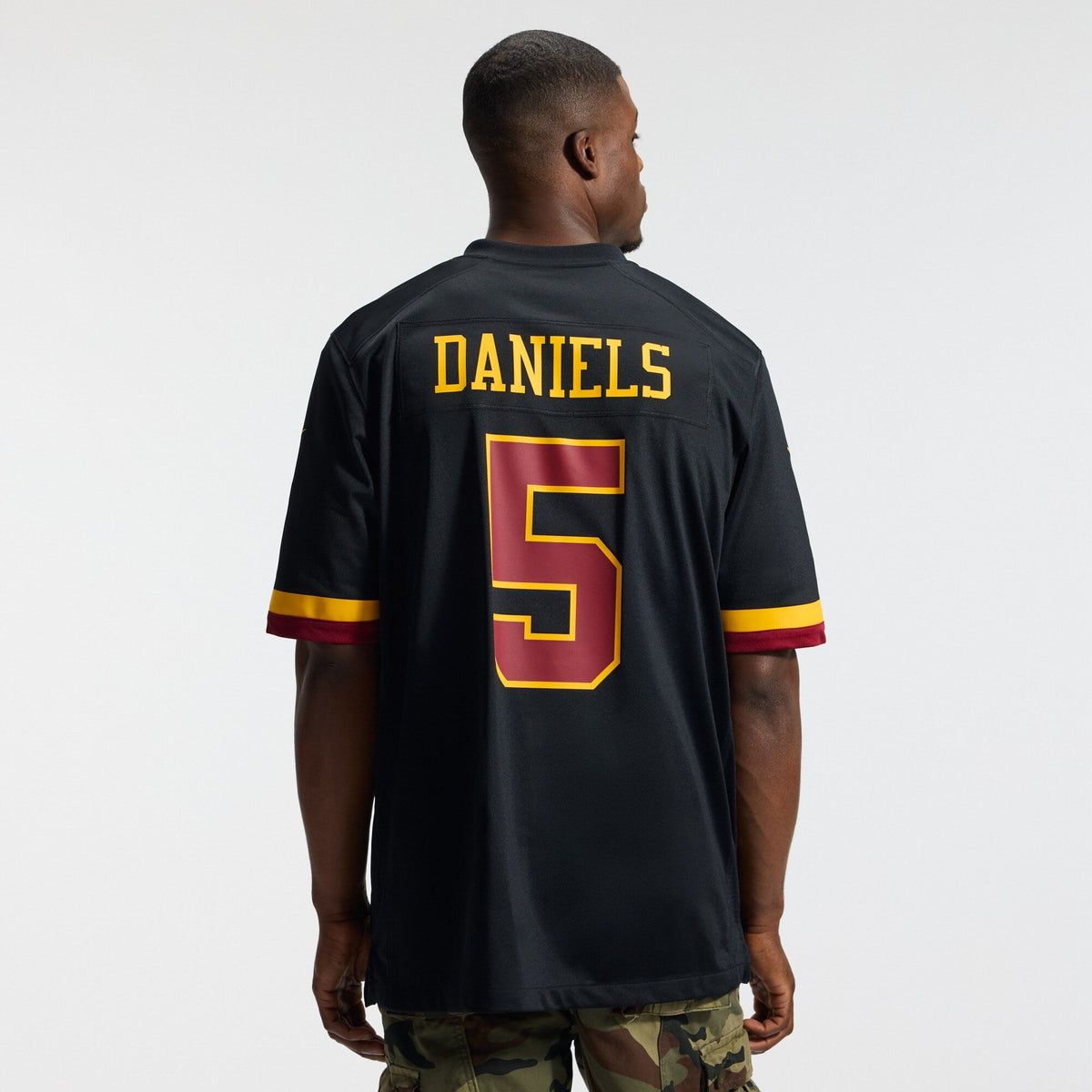 Hail Raiser Washington Commanders Jayden Daniels Black Alternate Game Jersey product image 4, provided for visual reference