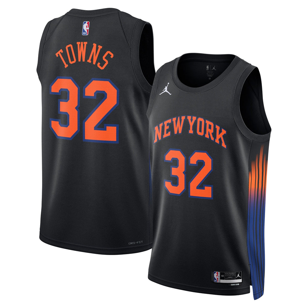 New York Knicks Statement Edition Jersey - Black - Karl-Anthony Towns product image 2, provided for visual reference and