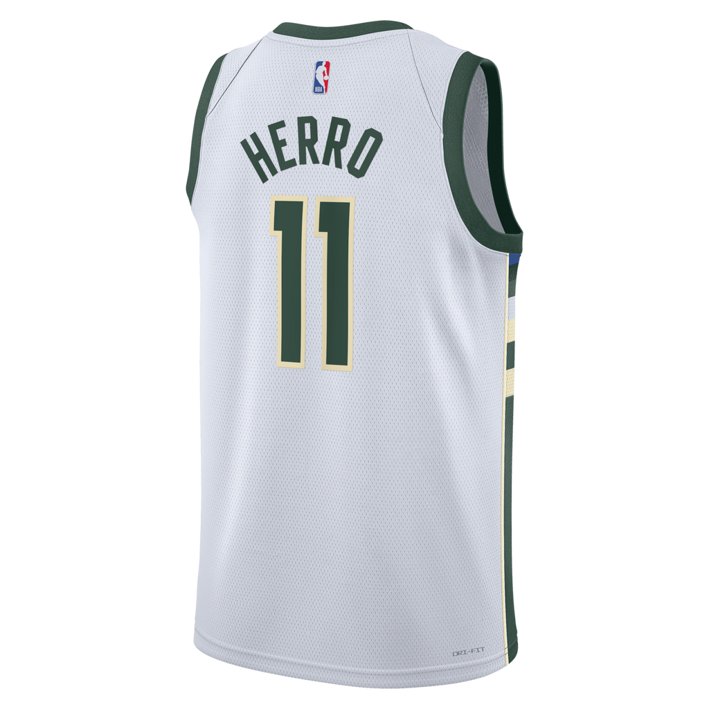 Milwaukee Bucks Association Edition Swingman Jersey - White - Tyler Herro product image 4, provided for visual reference and