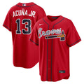Atlanta Braves Ronald Acuña Jr. Red Alternate 2 Replica Jersey product image 1, provided for visual reference and product
