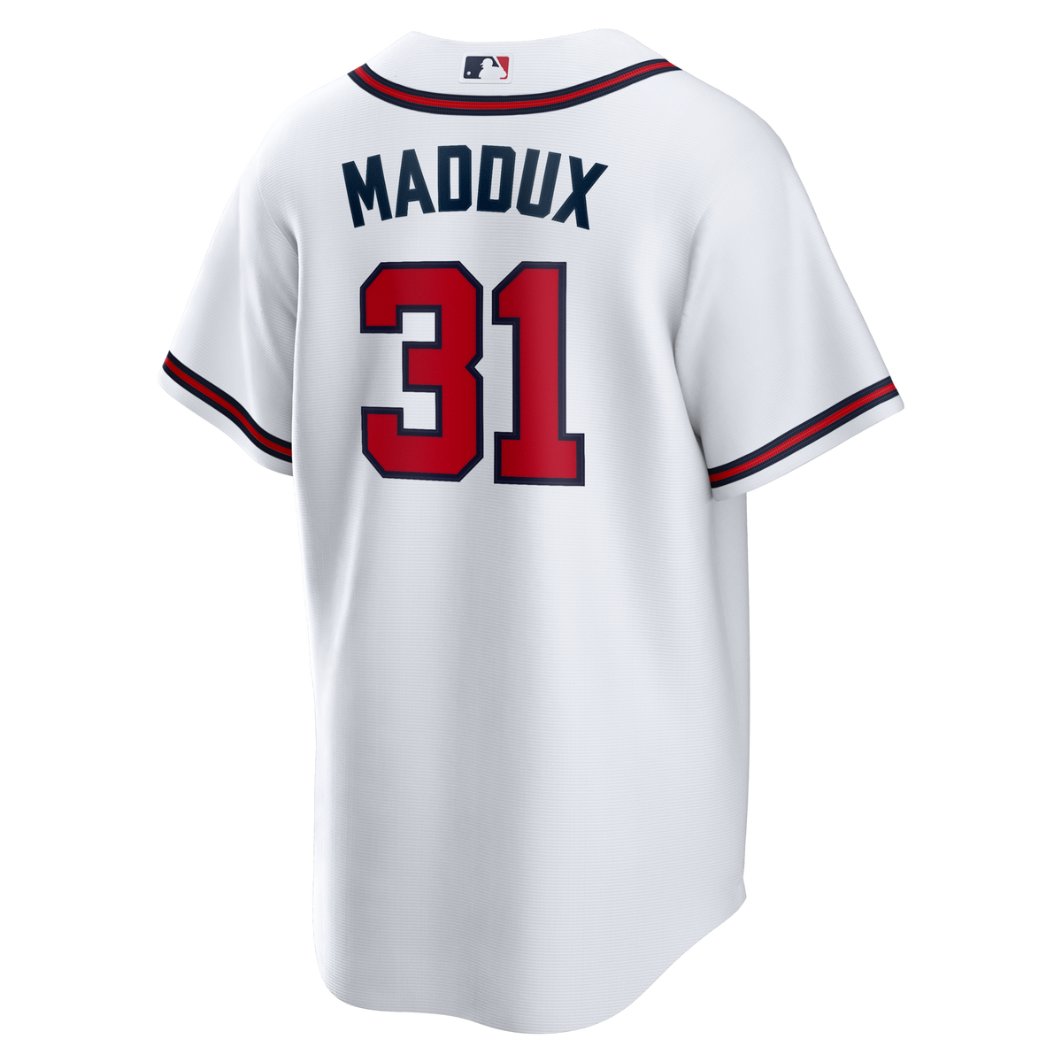 Atlanta Braves Greg Maddux White Home Retired Player Replica Jersey product image 4, provided for visual reference and