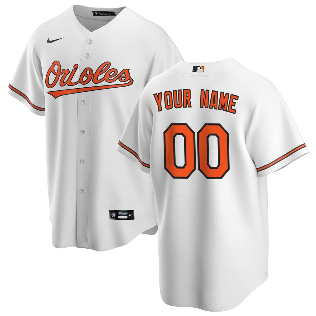 Baltimore Orioles White Home Replica Custom Jersey product image 1, provided for visual reference and product detail review
