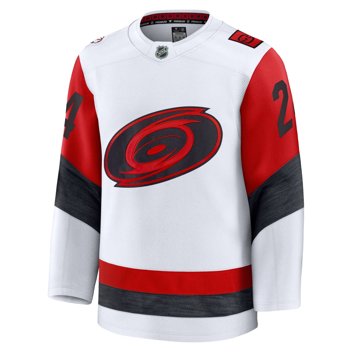 Carolina Hurricanes Seth Jarvis White Away Premium Jersey product image 3, provided for visual reference and product detail