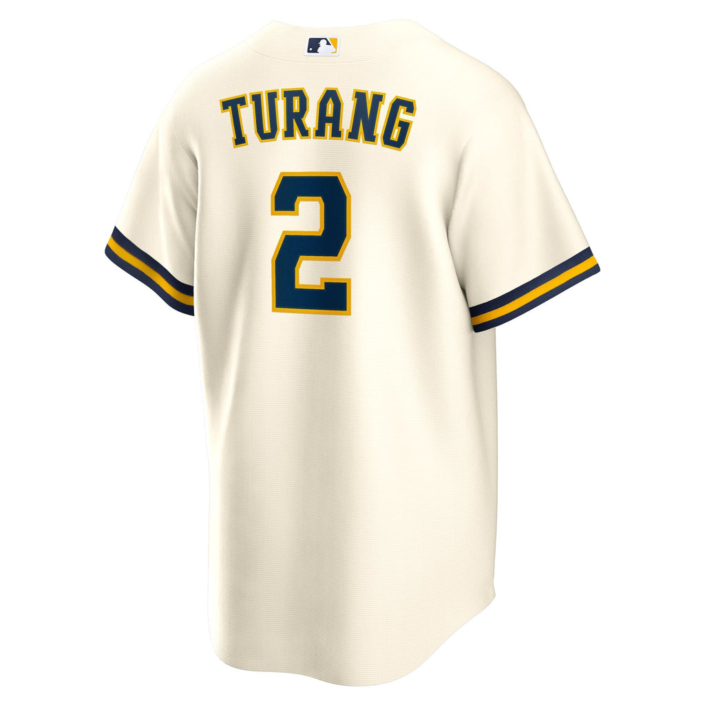 Milwaukee Brewers Brice Turang Cream Home Replica Jersey product image 4, provided for visual reference and product detail