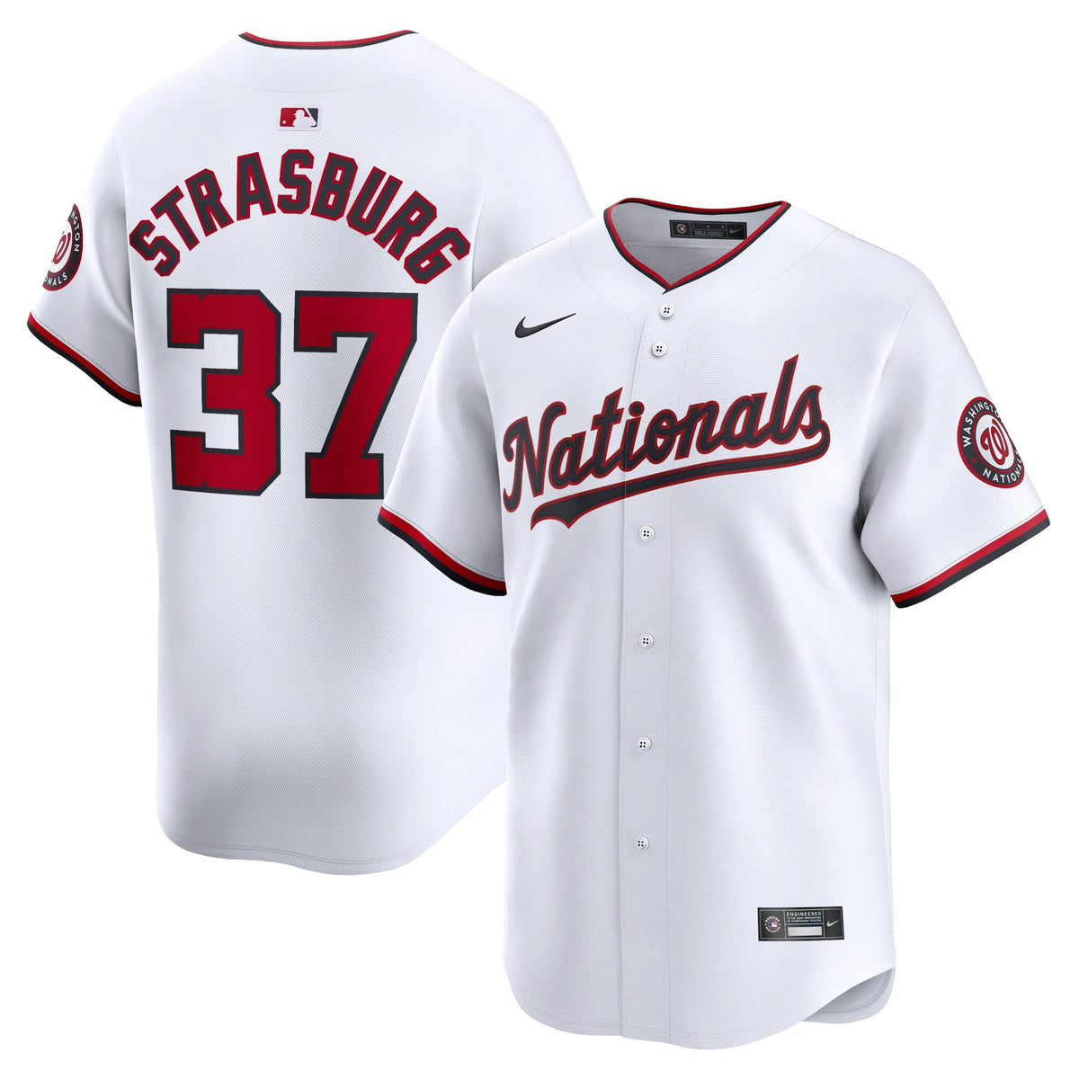 Washington Nationals Stephen Strasburg White Home Limited Player Jersey product image 1, provided for visual reference and