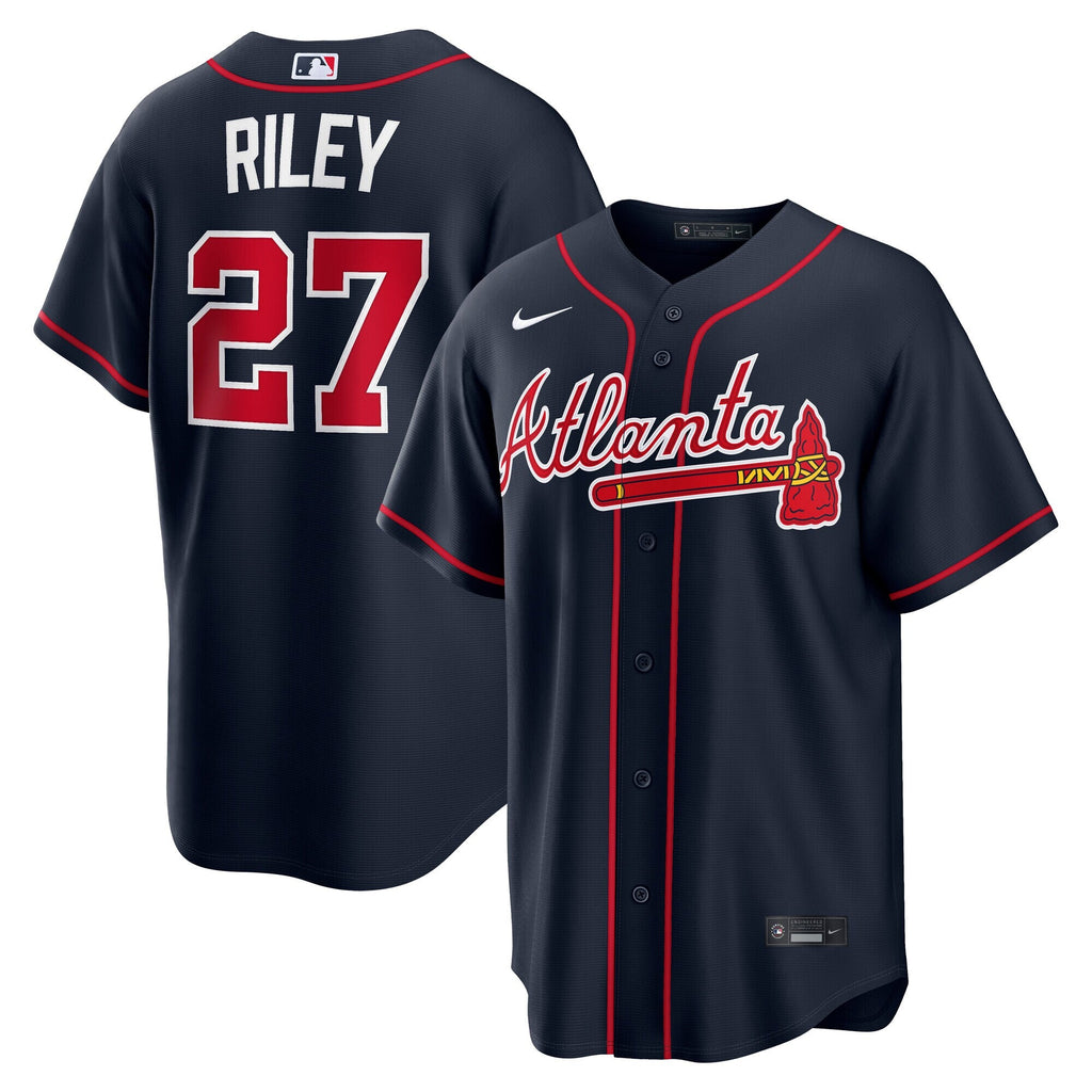 Atlanta Braves Austin Riley Navy Alternate Replica Jersey product image 2, provided for visual reference and product detail