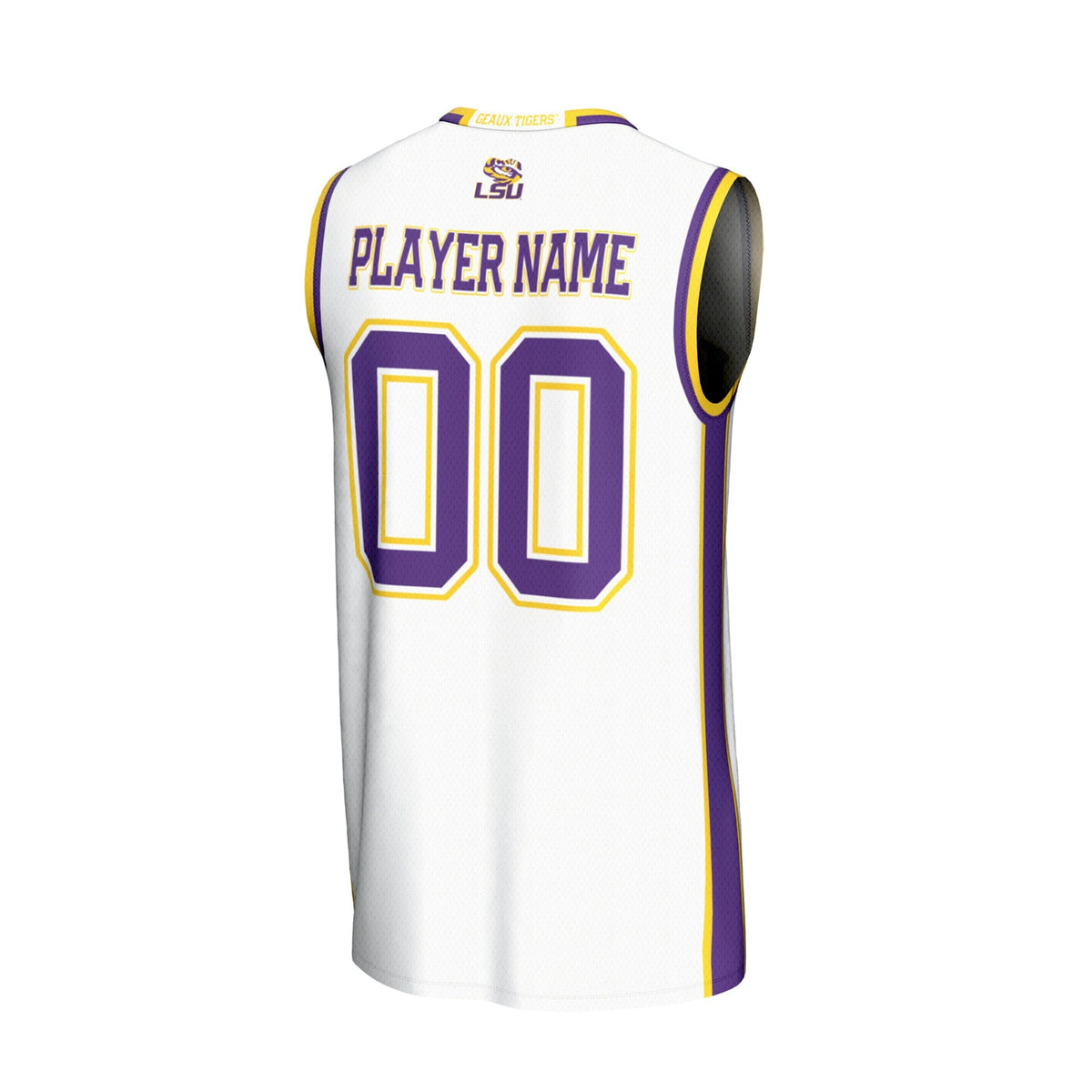 LSU Tigers Lightweight Collegiate Basketball NIL Pick-A-Player Fashion Jersey - White product image 4, provided for visual