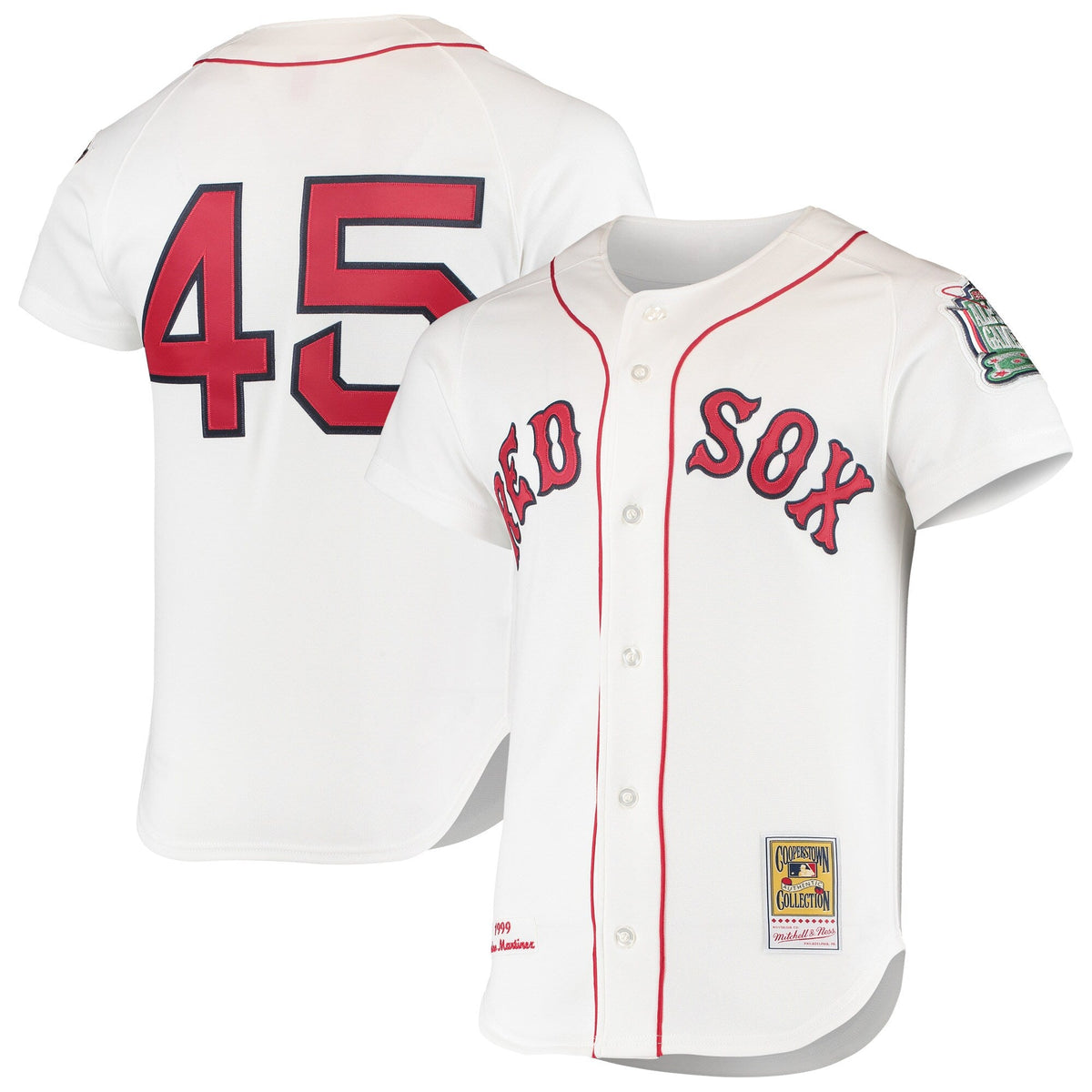 Boston Red Sox Pedro Martinez White 1999 Cooperstown Collection Home Authentic Jersey product image 2, provided for visual