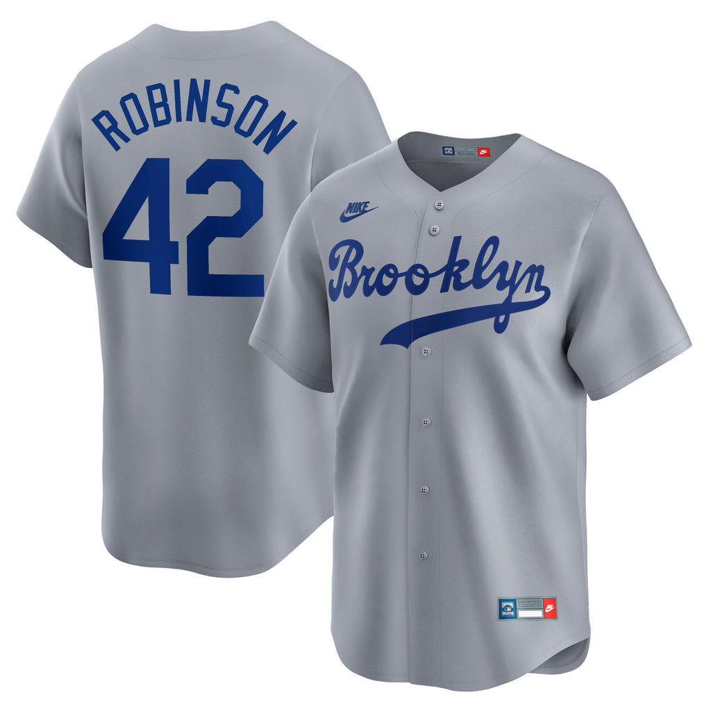 Brooklyn Dodgers Jackie Robinson Gray Throwback Cooperstown Collection Limited Jersey product image 1, provided for visual