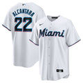 Miami Marlins Sandy Alcantara White Replica Player Jersey product image 1, provided for visual reference and product detail