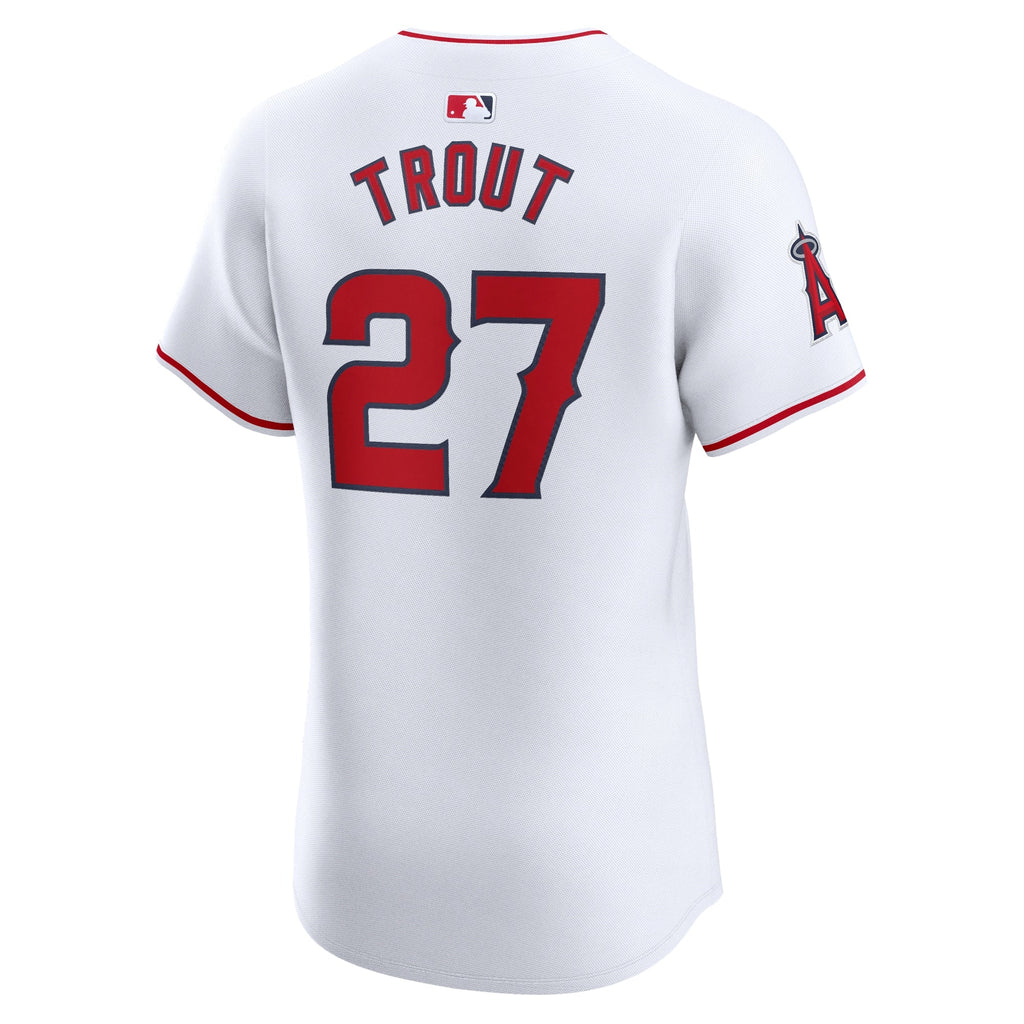 Los Angeles Angels Mike Trout White Home Elite Player Jersey product image 4, provided for visual reference and product