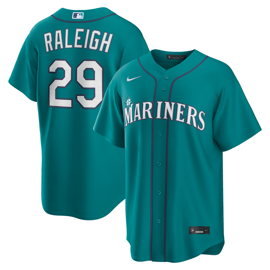 Seattle Mariners Cal Raleigh Teal Alternate Replica Jersey product image 1, provided for visual reference and product detail