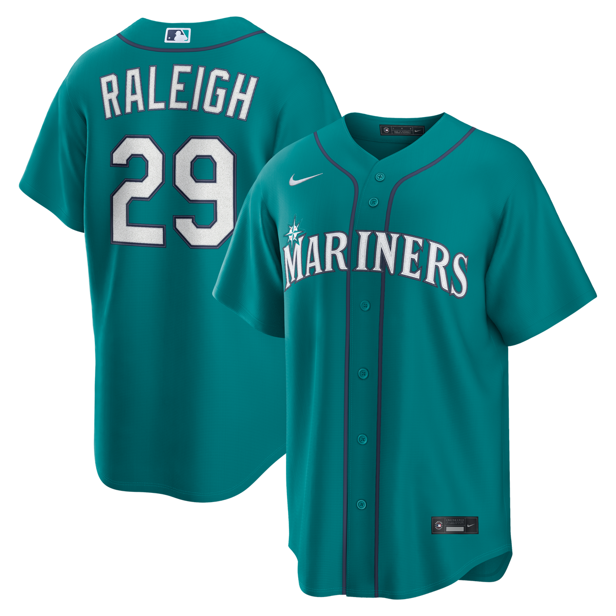 Seattle Mariners Cal Raleigh Teal Alternate Replica Jersey product image 1, provided for visual reference and product detail