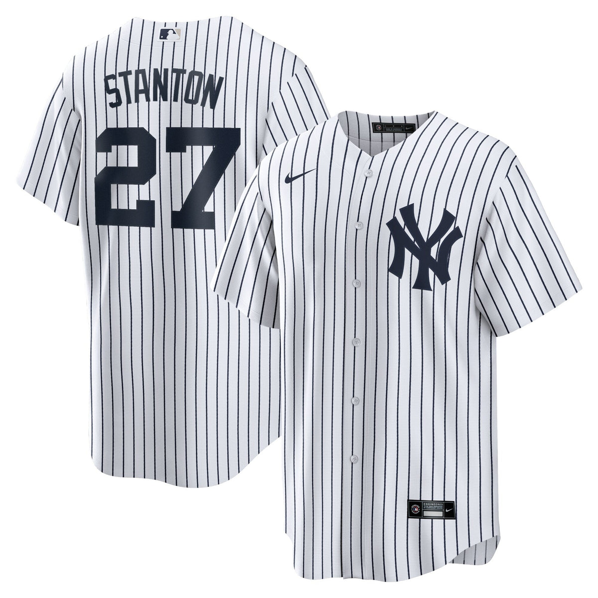 New York Yankees Giancarlo Stanton White Home Replica Player Name Jersey product image 1, provided for visual reference and