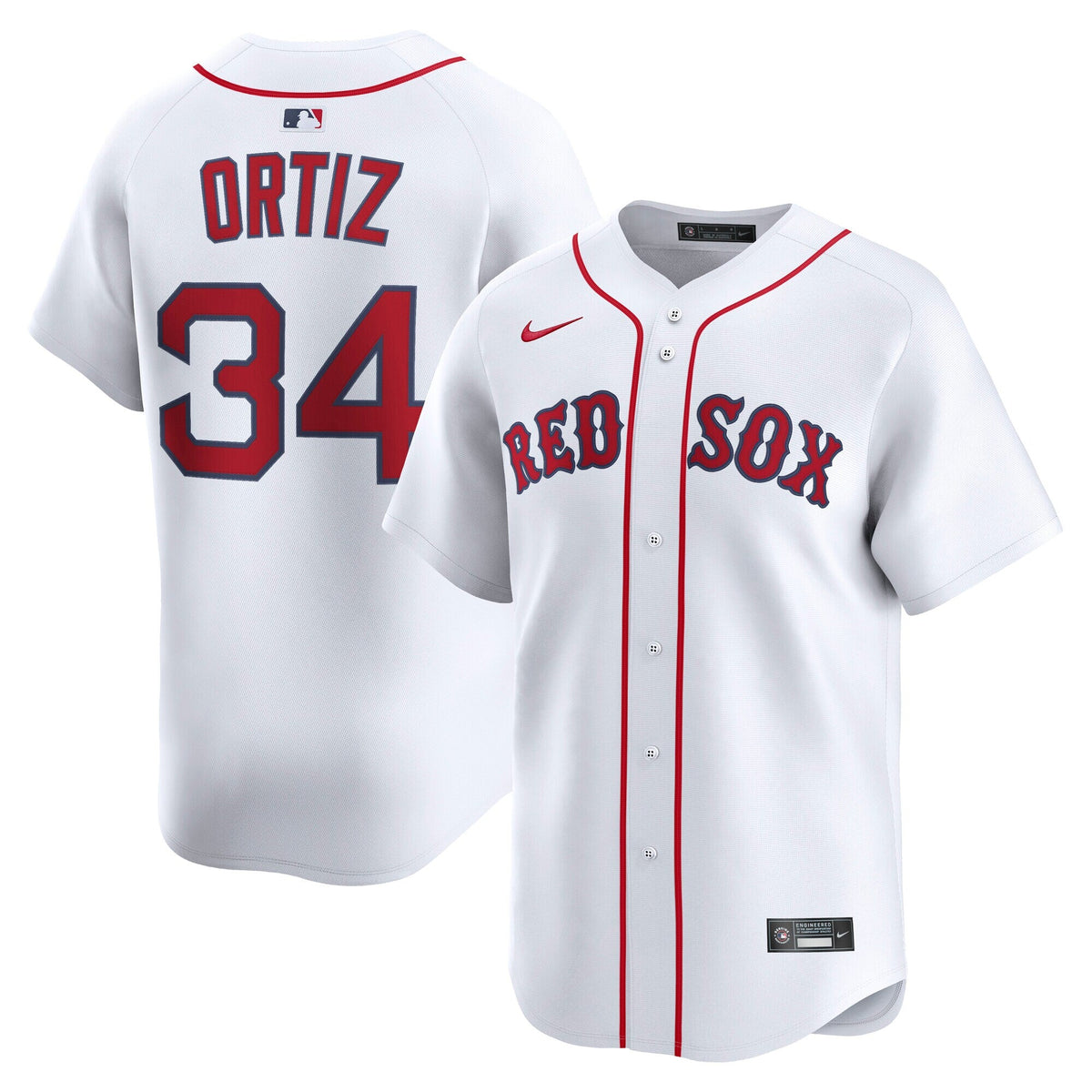 Boston Red Sox David Ortiz White Home Limited Jersey product image 1, provided for visual reference and product detail review