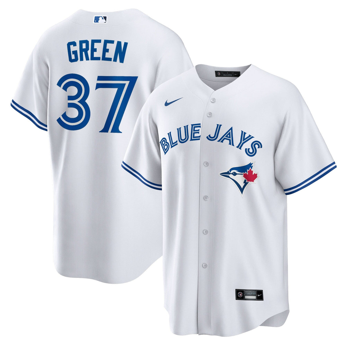 Toronto Blue Jays Chad Green White Home Replica Player Jersey product image 2, provided for visual reference and product