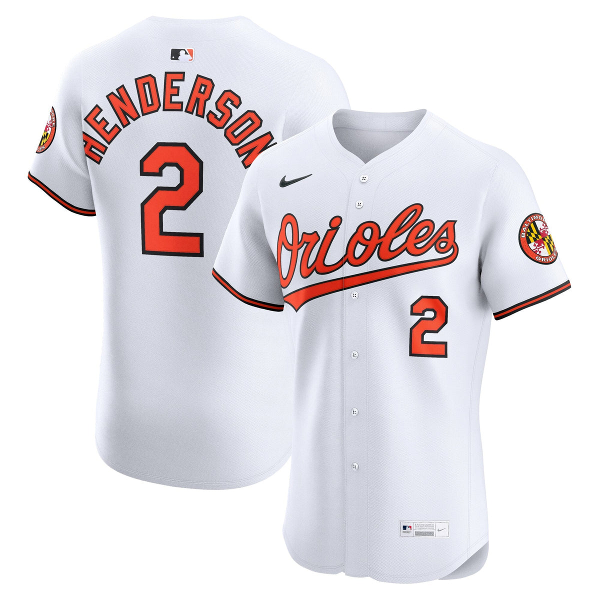 Baltimore Orioles Gunnar Henderson White Home Elite Jersey product image 2, provided for visual reference and product detail
