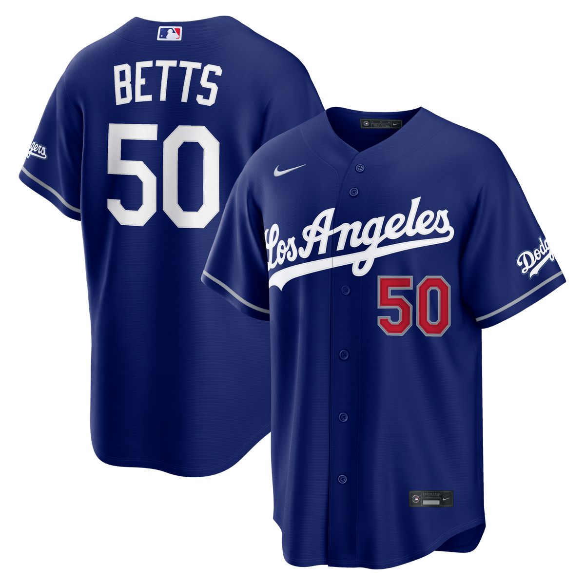 Los Angeles Dodgers Mookie Betts Royal Alternate Stadium Jersey product image 1, provided for visual reference and product