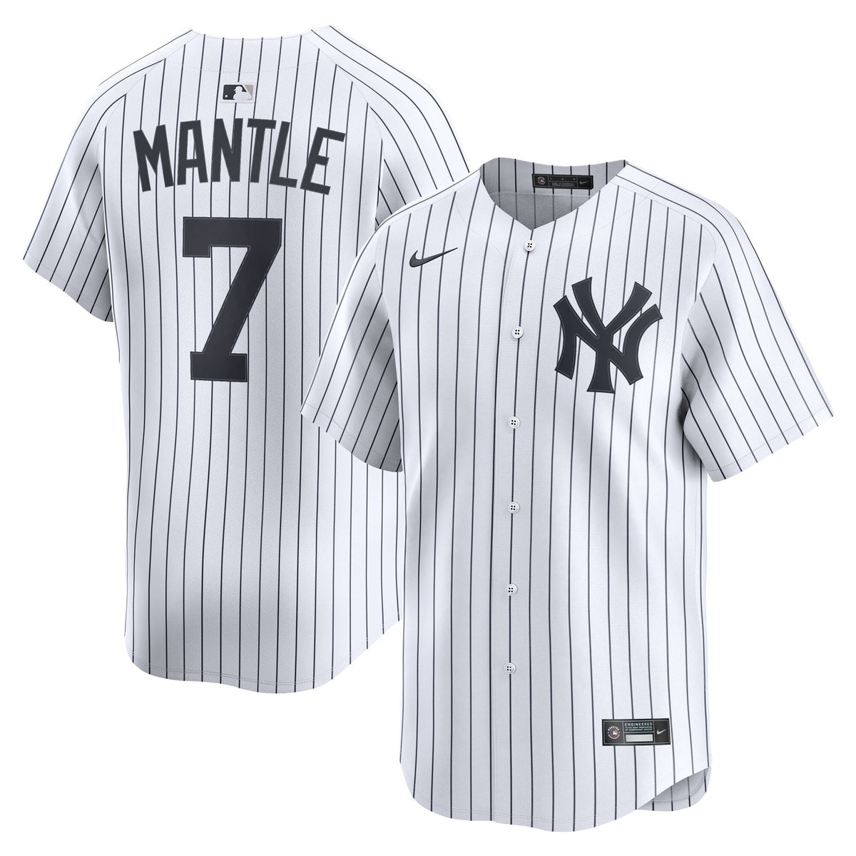 New York Yankees Mickey Mantle White Home Limited Player Jersey product image 2, provided for visual reference and product