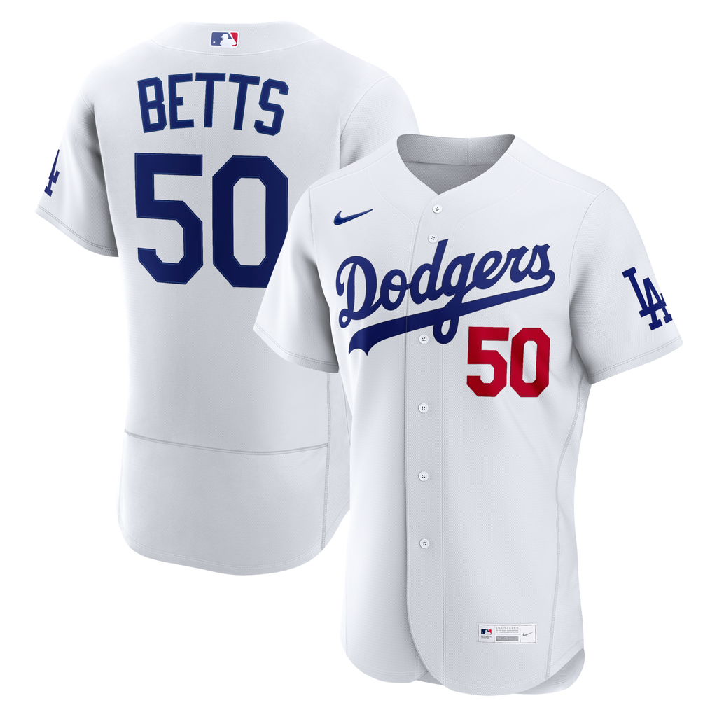 Los Angeles Dodgers Mookie Betts White Home Authentic Jersey product image 1, provided for visual reference and product
