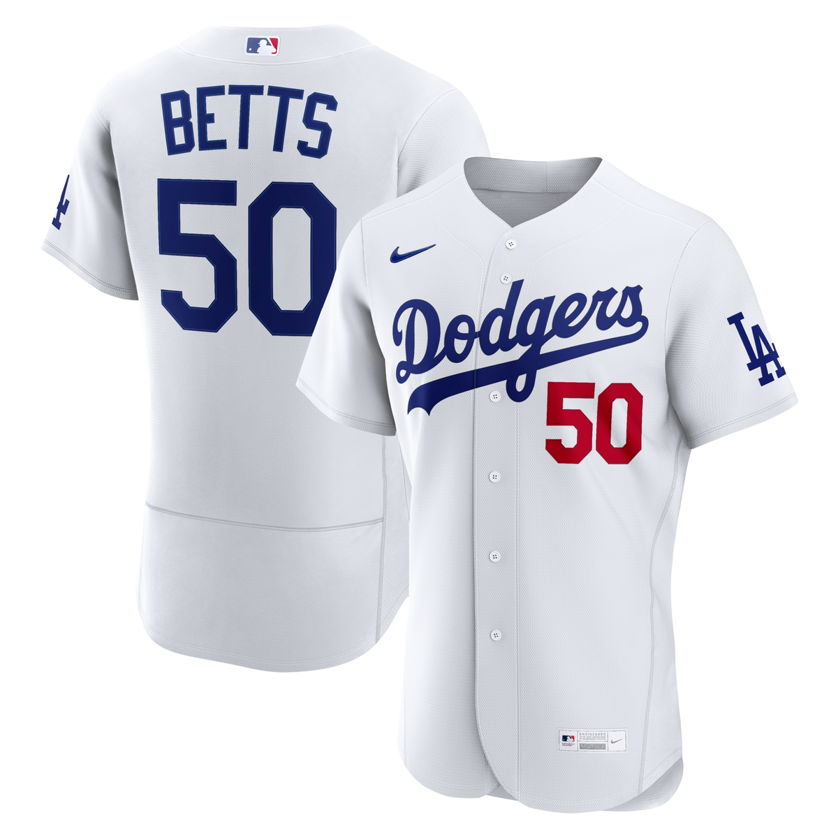 Los Angeles Dodgers Mookie Betts White Home Authentic Jersey product image 1, provided for visual reference and product