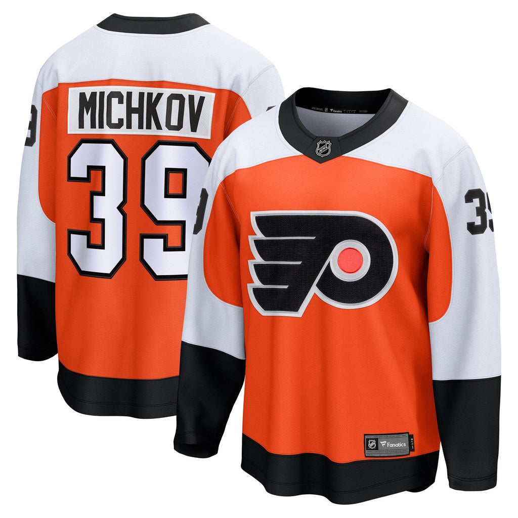 Philadelphia Flyers Matvei Michkov Orange Home Premier Breakaway Player Jersey product image 1, provided for visual