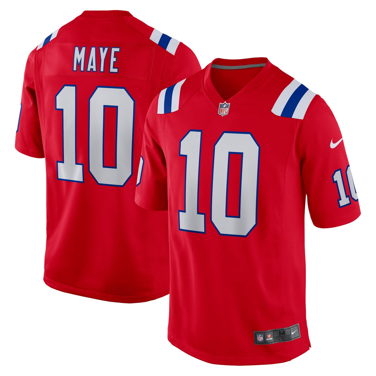 New England Patriots Drake Maye Red Player Game Jersey product image 2, provided for visual reference and product detail