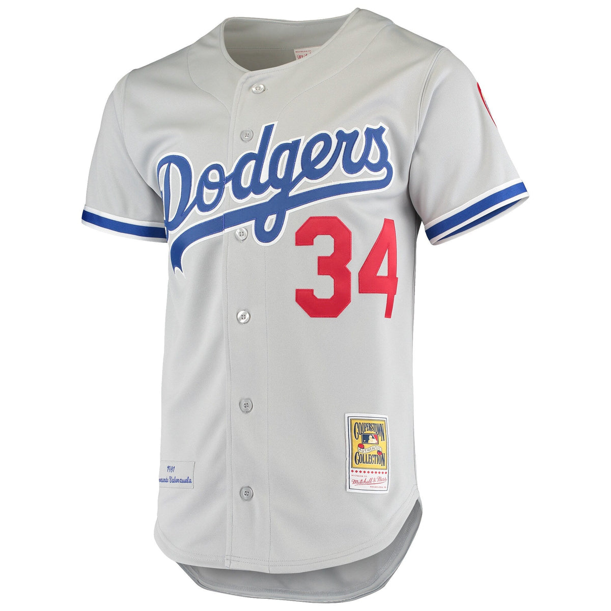 Los Angeles Dodgers Fernando Valenzuela Gray Road 1981 Cooperstown Collection Authentic Jersey product image 3, provided for