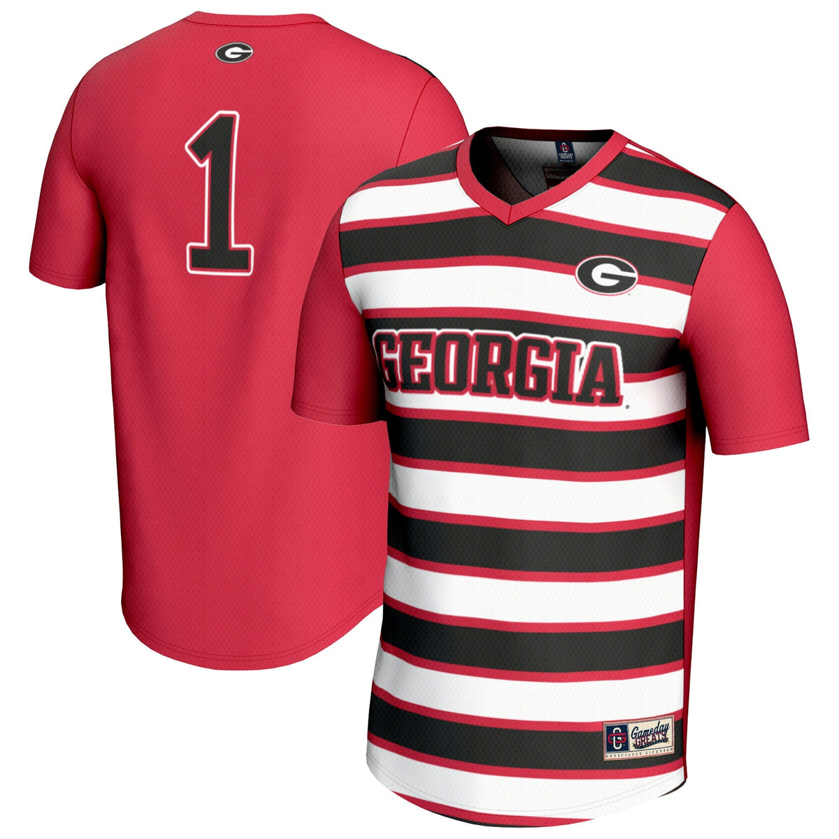 #1 Georgia Bulldogs Lightweight Soccer Fashion Jersey - Red product image 2, provided for visual reference and product